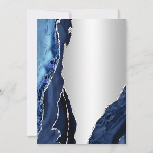 Zilveren Navy Blue Agaat Verrassing 40e Verjaardag Kaart (Achterkant)