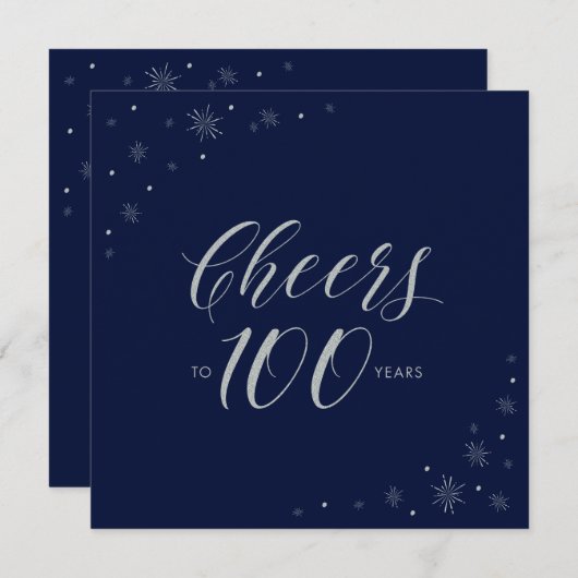 Zilveren Navy Cheers 100e verjaardag feestvierkant Kaart (Voorkant / Achterkant)
