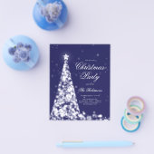 Zilveren Navy Kerstboom Uitnodigen Programma Menu (Enkel)