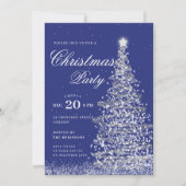Zilveren Navy Winter Kerstboom Vakantie Feestje Kaart (Voorkant)