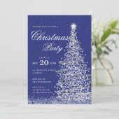 Zilveren Navy Winter Kerstboom Vakantie Feestje Kaart (Staand voorkant)