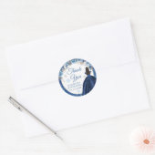 Zilveren Navy Winter Sneeuwvlok Mis Quince Dank u Ronde Sticker (Envelop)