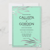 Zilveren Neo Mint Verlaat Glitter Border Wedding Kaart (Voorkant)