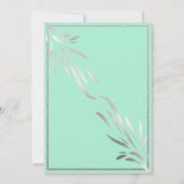 Zilveren Neo Mint Verlaat Glitter Border Wedding Kaart (Achterkant)