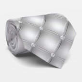 Zilveren Nep-diamant Fantasie Luxe Stropdas (Opgerold)