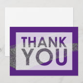 Zilveren nep glinsterborstel op paars met uitgesne bedankkaart (Voorkant / Achterkant)