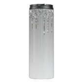 Zilveren Nep Glitter Drup Glans Ombre Monogram Thermosbeker (Achterkant)