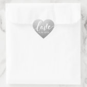 Zilveren nepfolie Liefde Script Trouwdatum Hart Sticker (Tas)