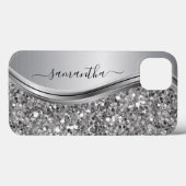 Zilveren nepglitter glansrijk Bling gepersonalisee Case-Mate iPhone Case (Achterkant (horizontaal))