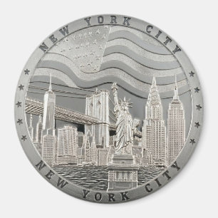 Zilveren New York City Manhattan Bridge Souvenir Magneet