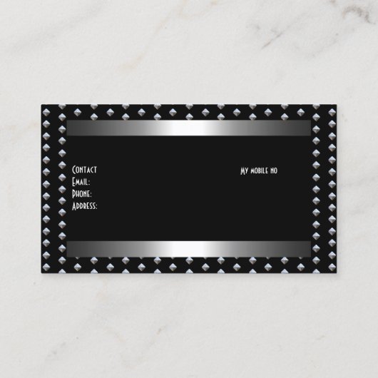 Zilveren noppen Zwart Elegant Classy Visitekaartje (Achterkant)