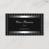 Zilveren noppen Zwart Elegant Classy Visitekaartje (Voorkant)