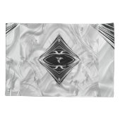 Zilveren of Abstracte bloemen op zwart - Zijde zij Kussensloop (Achterkant)