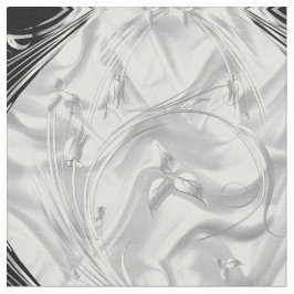 Zilveren of Abstracte bloemen op zwart - Zijde zij Stof