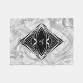 Zilveren of Abstracte bloemen op zwarte zijde - Zi Fleece Deken (Voorkant (Horizontaal))