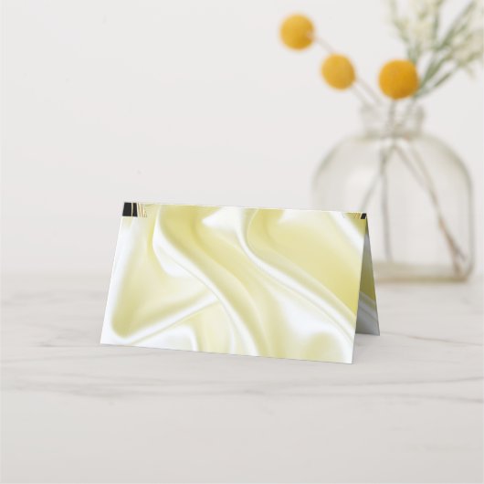 Zilveren of gouden abstracte bloemen op zijde & ku plaatskaartje (Achterkant)