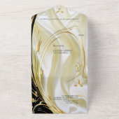 Zilveren of gouden Abstracte bloemen op zijde - Zi All In One Uitnodiging (Buitenkant)