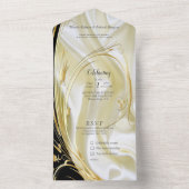 Zilveren of gouden Abstracte bloemen op zijde - Zi All In One Uitnodiging (Binnen)