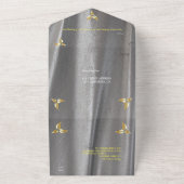 Zilveren of gouden Abstracte bloemen op zijde - Zi All In One Uitnodiging (Buitenkant)