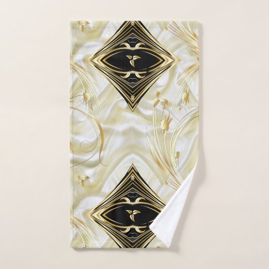 Zilveren of gouden Abstracte bloemen op zijde - Zi Bad Handdoek (Handdoek)