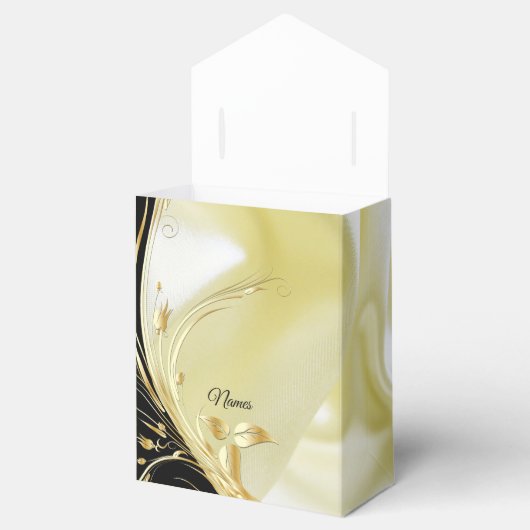 Zilveren of gouden Abstracte bloemen op zijde - Zi Bedankdoosjes (Geopend)