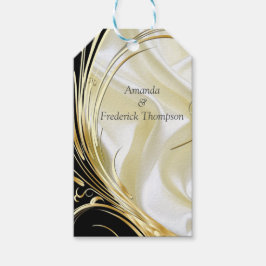 Zilveren of gouden Abstracte bloemen op zijde - Zi Cadeaulabel