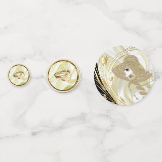 Zilveren of gouden Abstracte bloemen op zijde - Zi Confetti (Voorkanten)