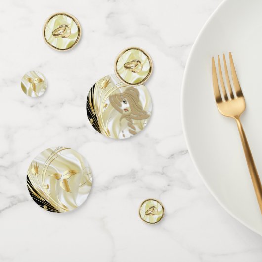 Zilveren of gouden Abstracte bloemen op zijde - Zi Confetti (Groep)