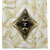 Zilveren of gouden Abstracte bloemen op zijde - Zi Douchegordijn (Voorkant)