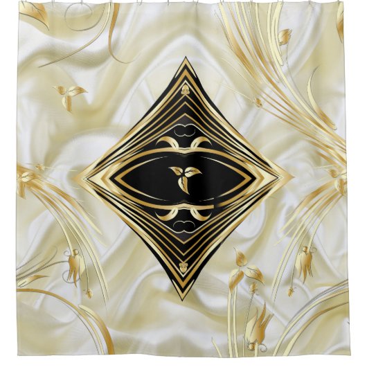 Zilveren of gouden Abstracte bloemen op zijde - Zi Douchegordijn (Voorkant)