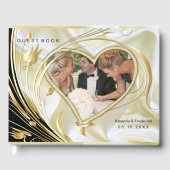 Zilveren of gouden Abstracte bloemen op zijde - Zi Gastenboek (Voorkant)