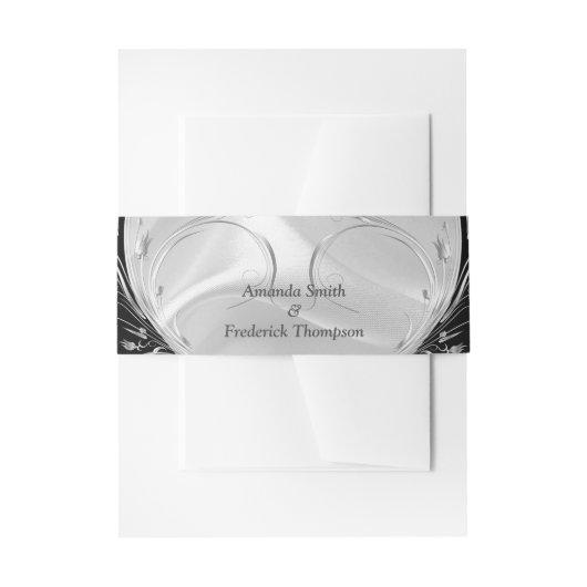 Zilveren of gouden Abstracte bloemen op zijde - Zi Uitnodigingen Wikkel (Voorkant Voorbeeld)