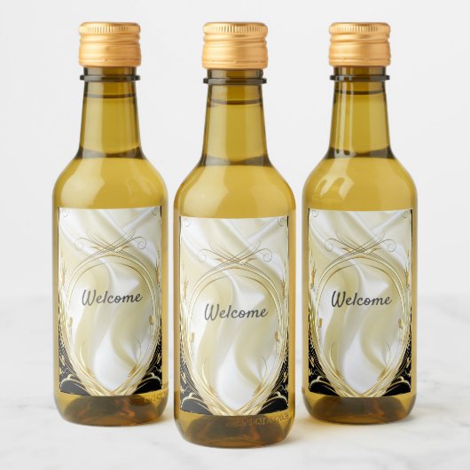 Zilveren of gouden Abstracte bloemen op zijde - Zi Wijn Etiket (Flessen)