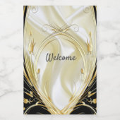 Zilveren of gouden Abstracte bloemen op zijde - Zi Wijn Etiket (Enkel label)