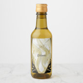 Zilveren of gouden Abstracte bloemen op zijde - Zi Wijn Etiket (Voorkant)