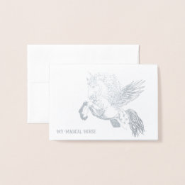 Zilveren of Gouden Foliekaart van Pegasus Paard Folie Kaarten