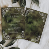 Zilveren Olive Green Waterverf Wedding Kaart