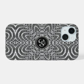 Zilveren Om Spirituele Verbinding iPhone 15 Case (Achterkant horizontaal)