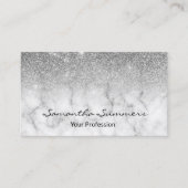 Zilveren Ombre Glitter Marmer Aanpassen Glitter Visitekaartje (Voorkant)