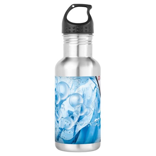 zilveren omhulde wasmachine, geanimeerd waterfles (Voorkant)