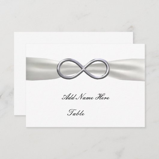 Zilveren Oneindigheid Witte Bruiloft Tafel Plaatsk Kaart (Voorkant / Achterkant)