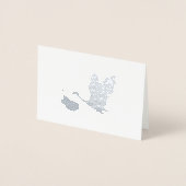 Zilveren Ooievaar met Baby Het is een Jongensaanko Folie Kaarten (Voorkant)