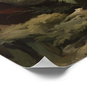 Zilveren oosterse draak illustratie print/ poster (Hoek)