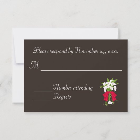 Zilveren Ornament en kerstbruiloft RSVP (Achterkant)