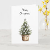 Zilveren Ornamenten kerstboom Kaart (Gele Bloem)