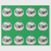 Zilveren Ornamenten op Green Wrapping Paper Cadeaupapier (Vlak)