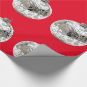 Zilveren Ornamenten op rood inpakpapier (Hoek)