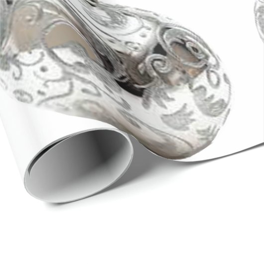 Zilveren Ornamenten op wit inpakpapier (Rol Hoek)