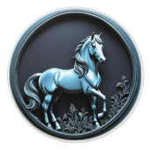 Zilveren Paard Keramische Knop (Voorkant)