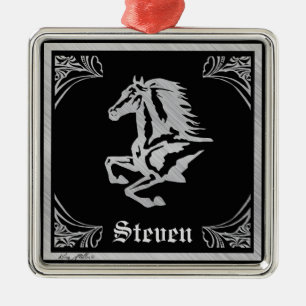 ZILVEREN PAARD SILHOUET METALEN ORNAMENT